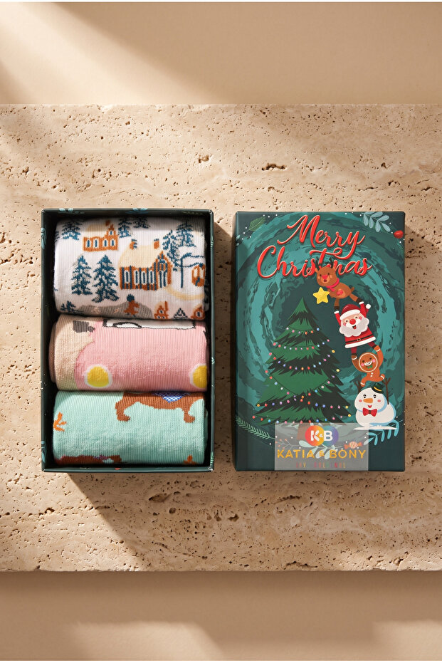 Unisex New Year Themed 3-Piece Boxed Socks