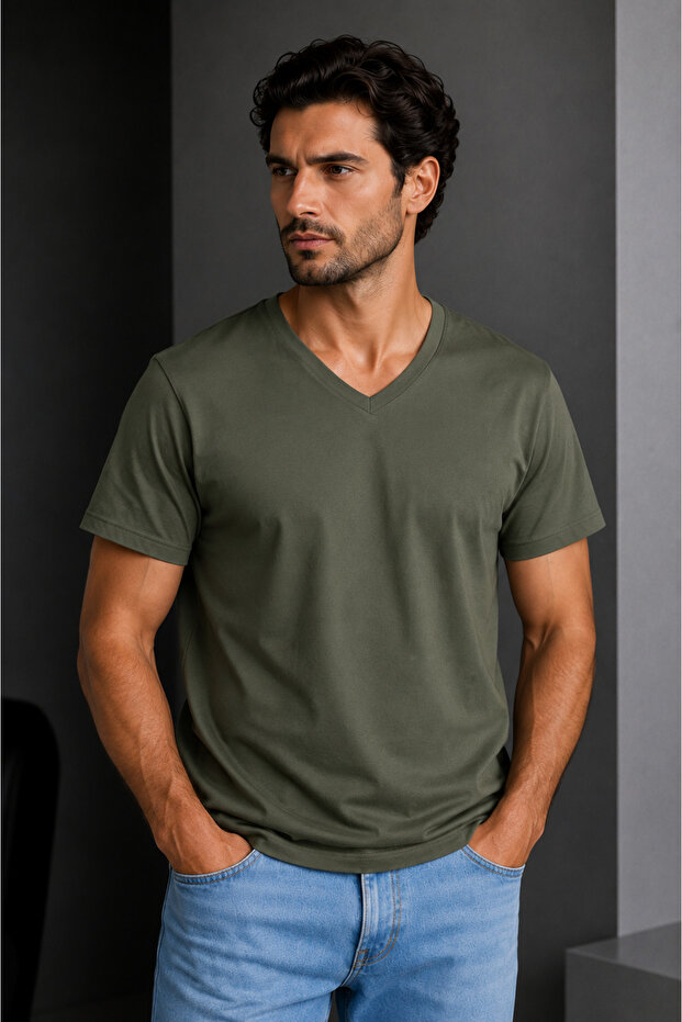 Green Men's Single Jersey Short Sleeve T-Shirt