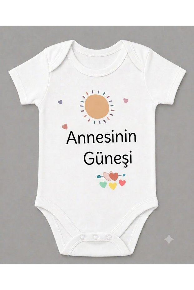 Organic 100% Cotton Mother's Sun Written Short Sleeve Snap Fastener Baby Bodysuit Jumpsuit 5616