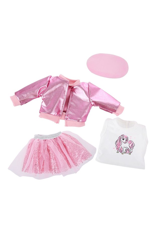 pink 18inch American Doll Clothes Dress Pink Coat Outfit Newborn Doll Football Captain's Clothes Gir