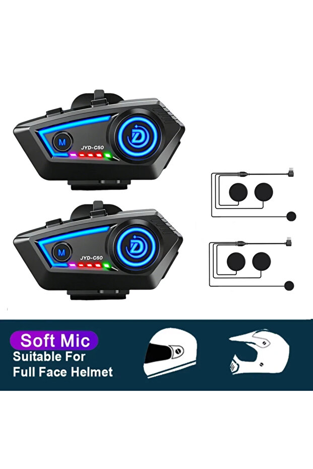 kebidumei 2Pcs Soft Mic KEBIDUMEI Motorcycle Helmet Headset Stereo Voice Control Bluetooth Hands Fre
