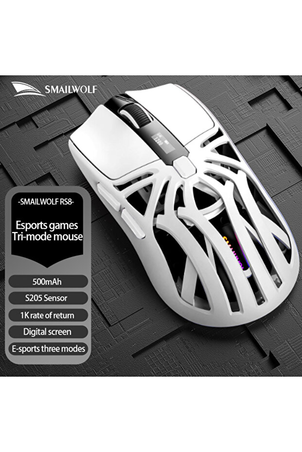 White S205 sensor SMAILWOLF RS8 Hollow Bluetooth wireless 2.4G mouse three-mode e-sports PAW3311 not
