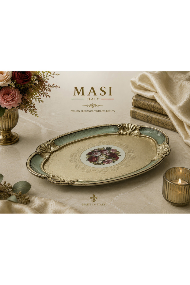 صينية قهوة بيضاوية MASI MS48 مقاس 30*22 ساج