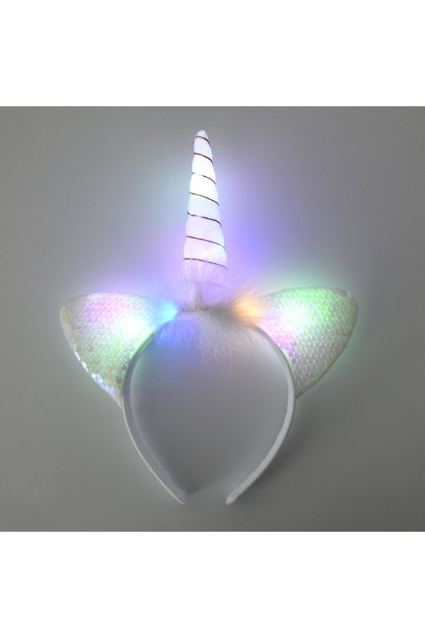 A LED Light Unicorn Headband Kids Girl Birthday Cartoon Headwear Hair Accessories Rainbow Unicorn Th