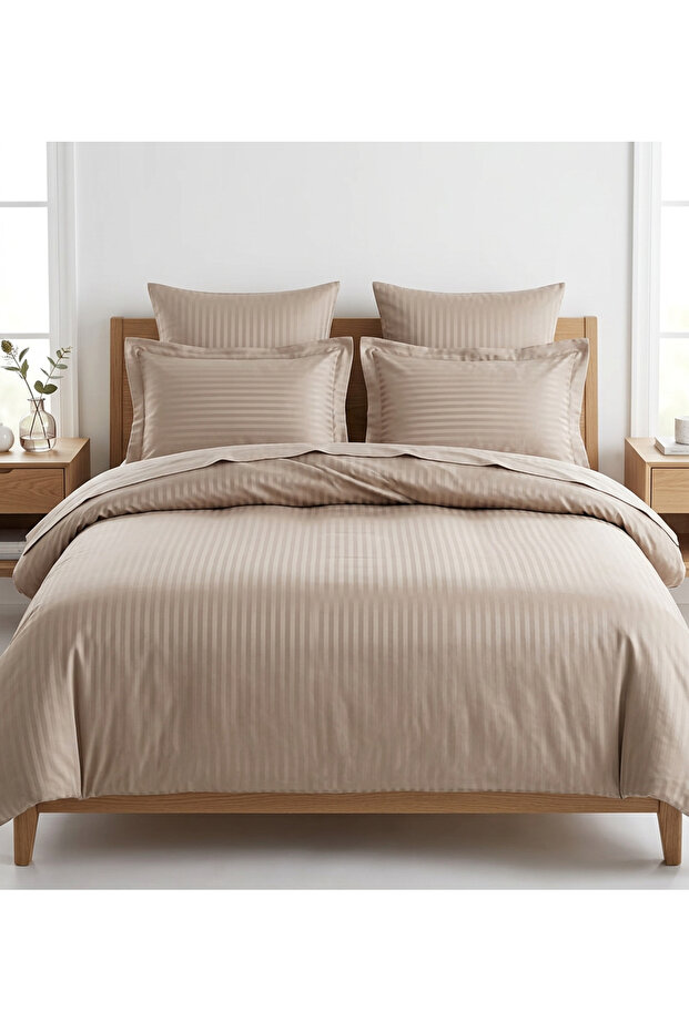 Double Cotton Satin Duvet Cover Set (Stripe Striped)