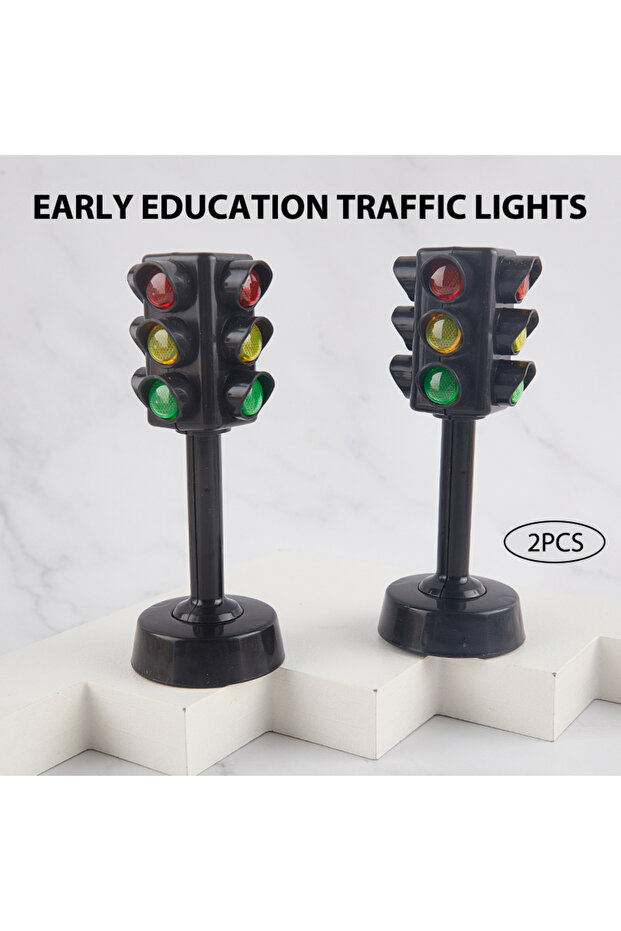 ONESIZE 2PCS/Set Traffic Lights Toys Classic Parking Lot Scene Plastic Models Toy Mini Kids Early Ed