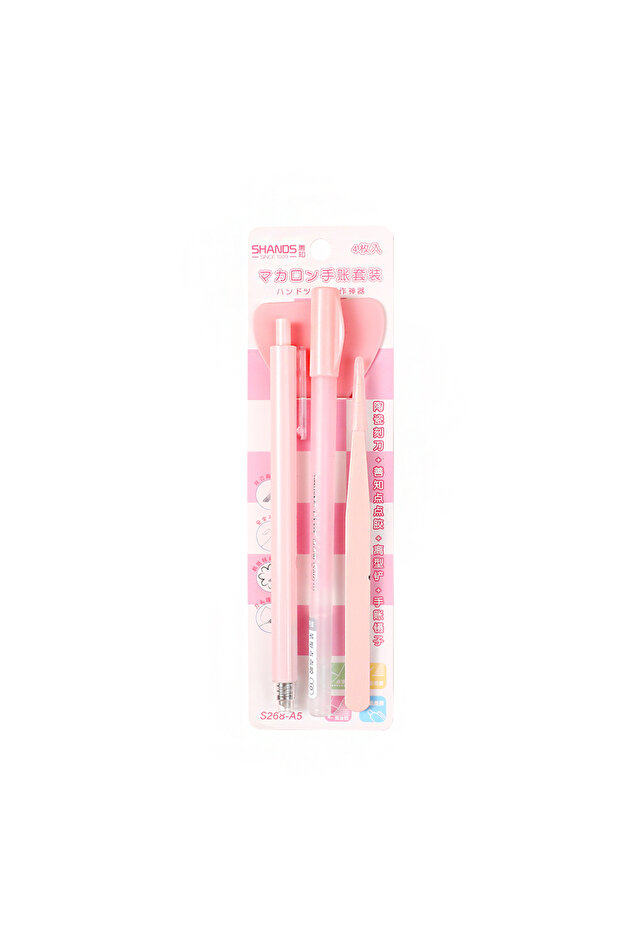 pink 4pcs Precision Craft Tool Kit Precision Craft Utility Knife Tweezers Shovels Glue Pens for Cutt