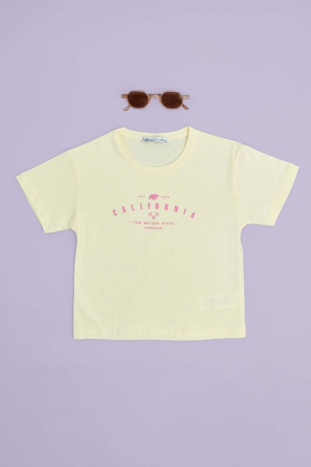 California Printed Crop T-Shirt for Girls