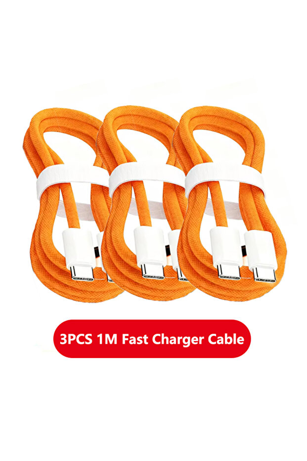 3 قطع - كابل USB C إلى USB C بطول 1 متر، 240 واط، يدعم الشحن السريع للآيفون