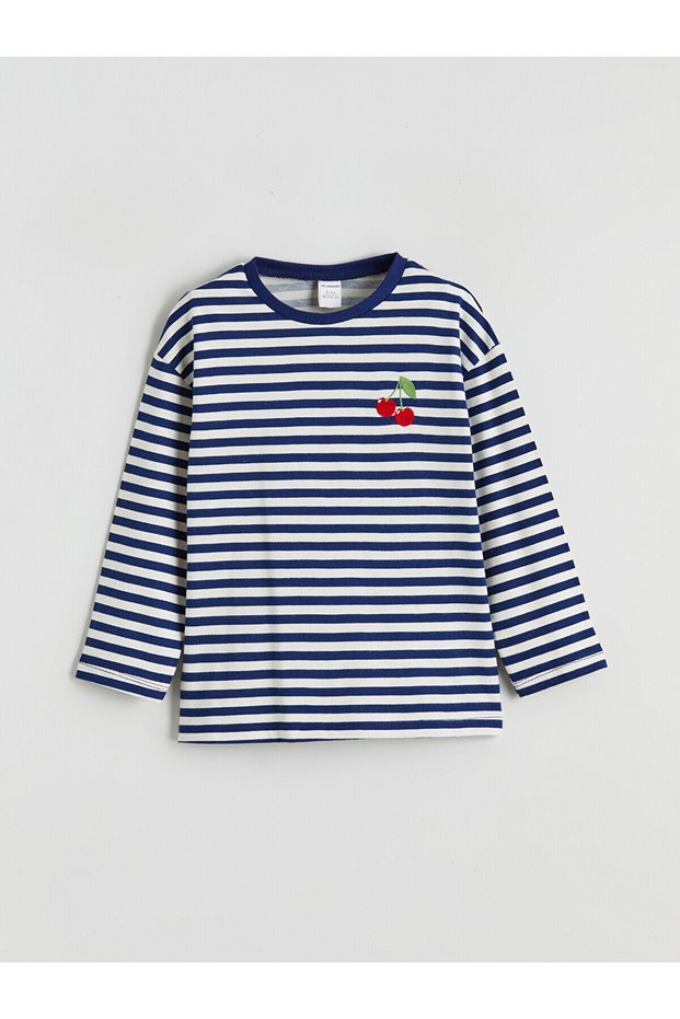 Alita City Lcw Kids Navy Blue Striped Standard & Regular Girls' T-Shirt with a Difference
