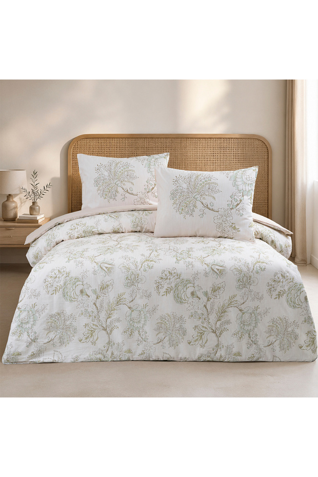 Alara Double 100% Cotton Ranforce Duvet Cover Set Light Beige 57 Thread (4 Pieces) 200X220 Light Beige