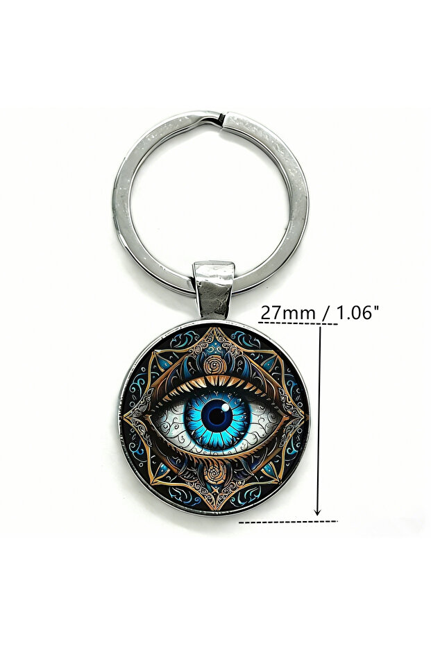 No. 2 1pc Religious Evil Eye Keychain Blue Turkish Evil Eye Lucky Key Chain Car Glass Dome Keyring f
