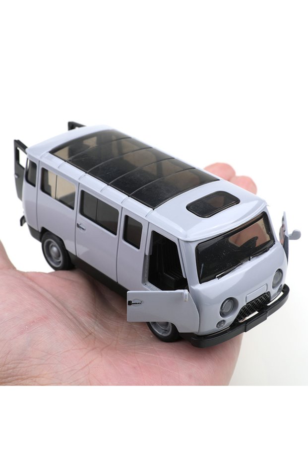 grey (Bagged) 1/36 Scale Replica UAZ-452 Three-Door Vintage Pullback Van, Die-Cast Metal, Boy's Toy,