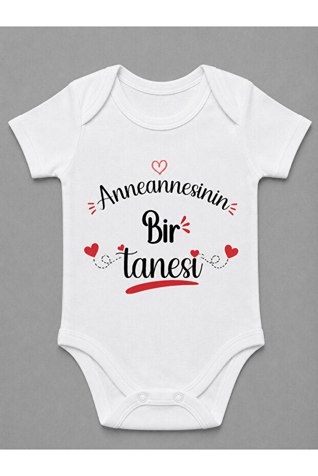 One of Grandma's Printed Baby Bodysuits with Short Sleeves and Snap Fasteners