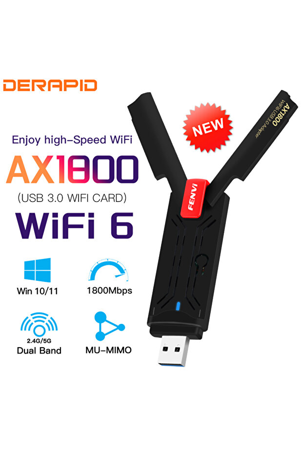 محول FV-AX1801D Fenvi USB WiFi 6 AX1800 USB 3.0 ثنائي النطاق 2.4G/5Ghz مستقبل USB Dongle Wifi Netw