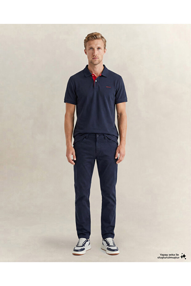 Men's Navy Blue Slim Fit Trousers