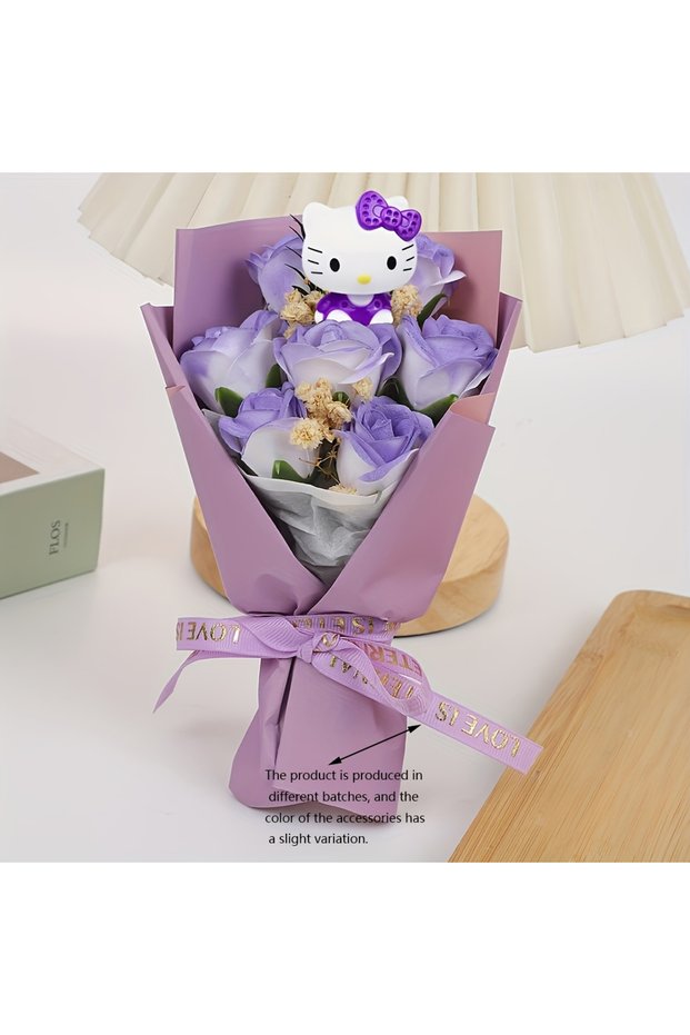 PURPLE Sanrio bouquet mini hand-tied flower, Hello Kitty character hand-tied flower, Hello Kitty art