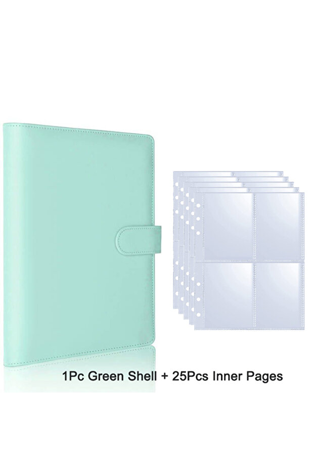 Green-25 pages Reusable 25PCS A5 Kpop Photocard Album Binder | Loose-leaf Idol Card Storage Organize