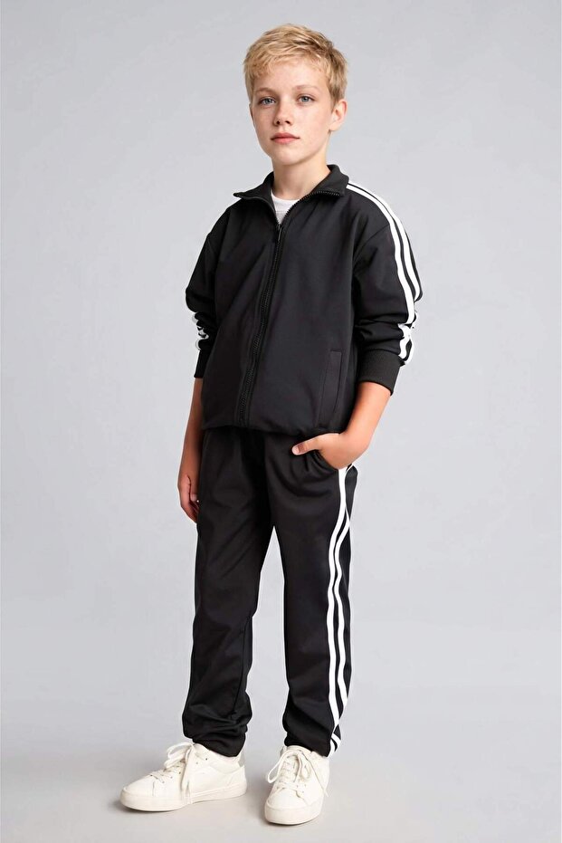 Boys' 2-Piece Set Zip-Up Sweatshirt Top Elastic Waist Jogger Pants D2042A824AU