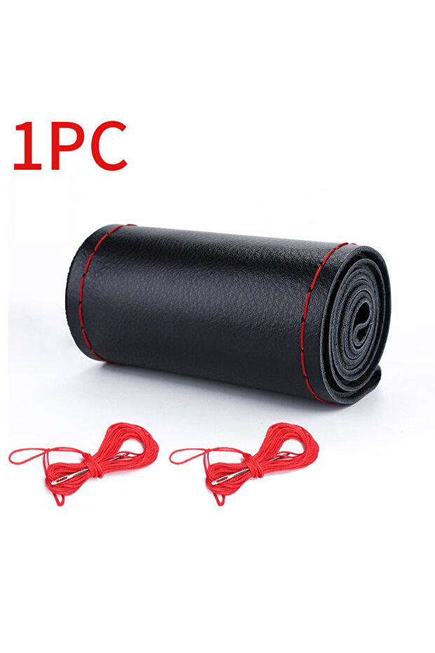 Style 1 Red SEAMETAL Genuine Leather Steering Wheel Cover For Car Braiding Steering Wheel Protector