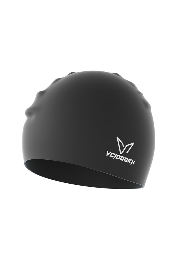 black Waterproof Silicone Swim Cap Professional Adult Long Hair Swimming Hat for Women Men No Pull H