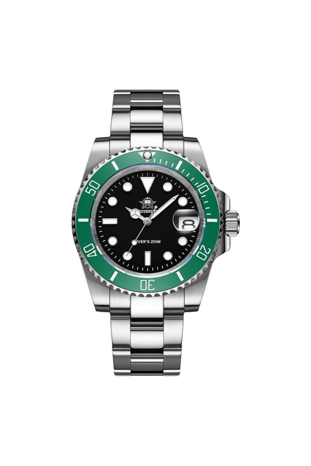 green black steel ADDIESDIVE Men's Classic Watch with Ceramic Bezel 200m Water Resistant Casual Quar