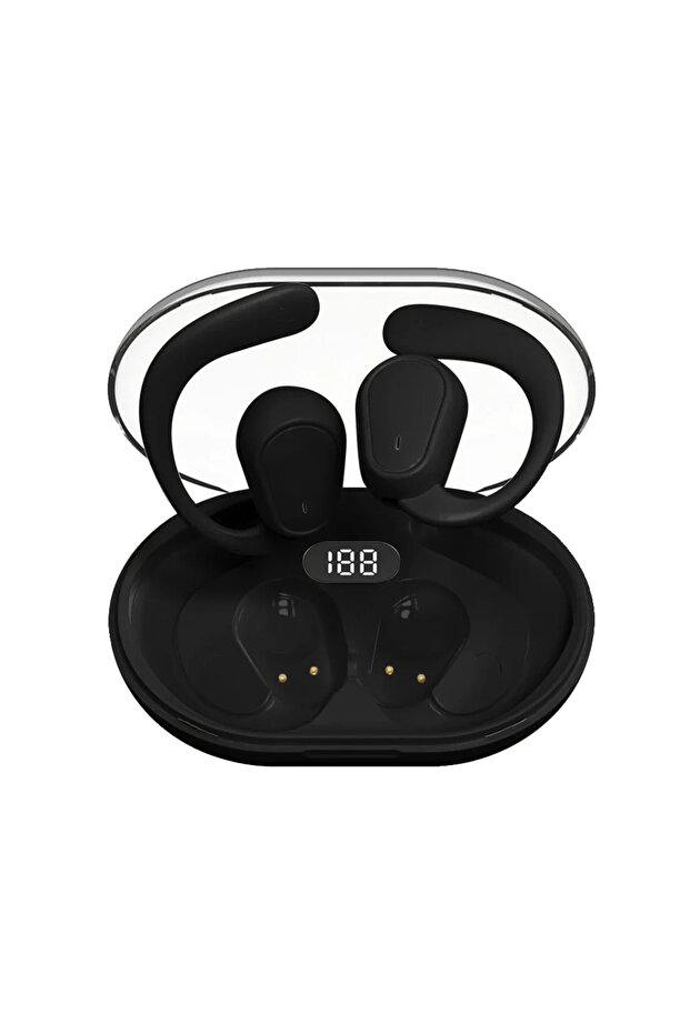 Black Sport Open Wireless Earhook Headphones OWS Bluetooth 5.3 Earphones HiFi Stereo Headset Noise R