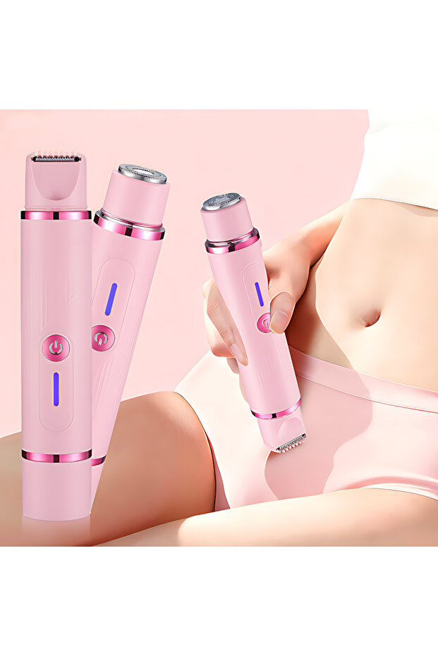 PINK Woman Hair Trimmer Electric Razor,Dual-Head 2 IN 1 Design,Female Shaver For Underarm Arm Leg Bi