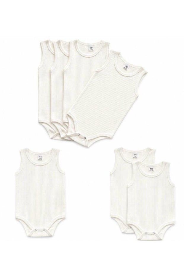 Unisex Sleeveless Children's Snap-On Bodysuit 100% Cotton 6-Piece Inner Tank Large Size Bodysuit (7-8-9 YEARS)