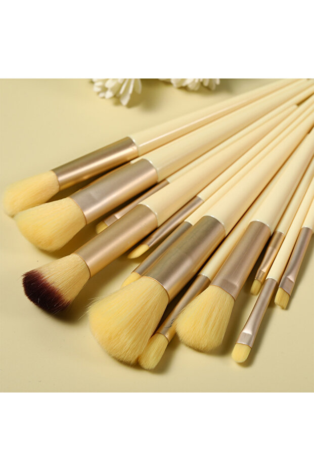 Yellow 13 PCS Makeup Brushes Set Eye Shadow Foundation Women Cosmetic Brush Eyeshadow Blush Beauty S