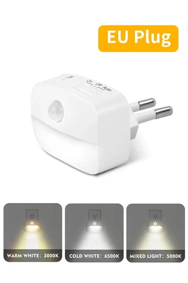 مصباح ليلي LED بقابس أوروبي، 3 أوضاع، قطعة واحدة أو 1/2/4 قطع، مع مستشعر حركة، يعمل بجهد 220 فولت و110 فولت، قابس أمريكي وأوروبي للحائط