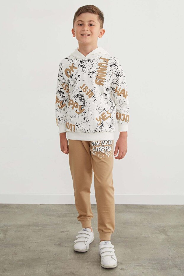 Printed Hooded 2-Piece Boys' Tracksuit Set