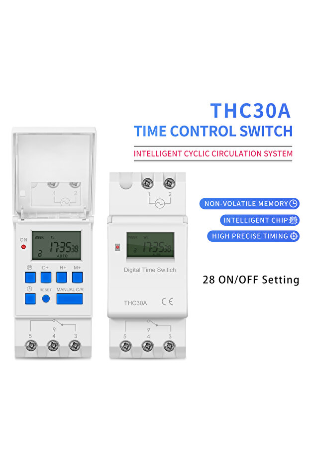 مفتاح مؤقت رقمي قابل للبرمجة أسبوعيًا بشاشة LCD، THC-30A 220V، THC 30A 15A 220V