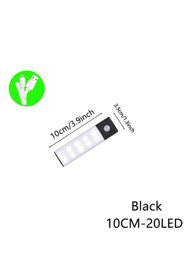 Black 10CM 3 color in One Lamp Motion Sensor Light Wireless LED Night Light USB Rechargeable Night L