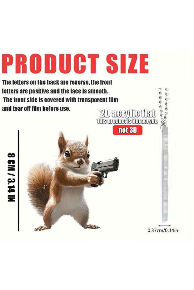 Gun Squirrel 2D Funny Squirrel With Pendant Used for Car Hanging Decoration Fun Decoration Home Deco