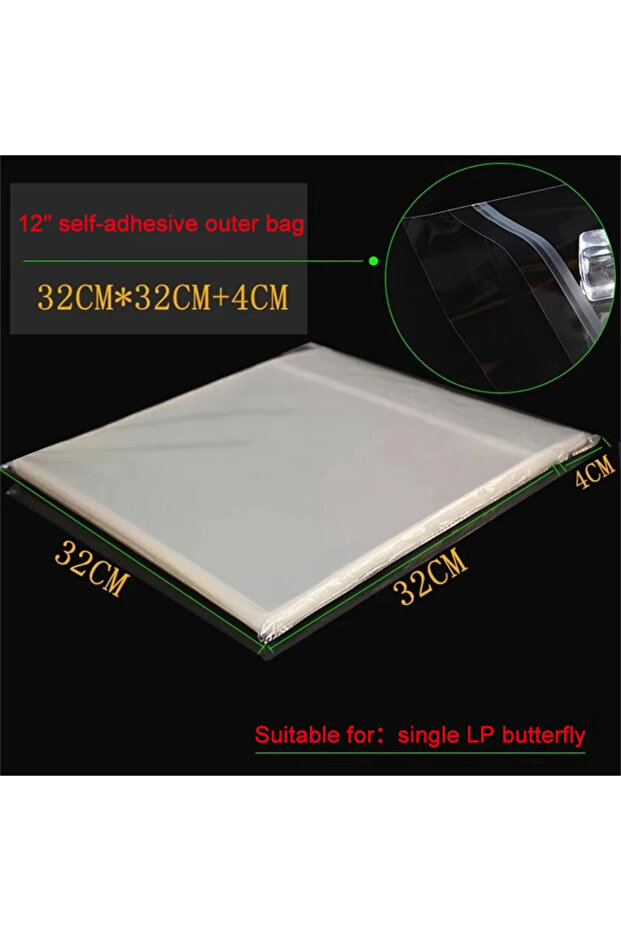 Self Adhesive 50PCS OPP Gel Recording Protective Sleeve for Turntable Player LP Vinyl Record Self Ad