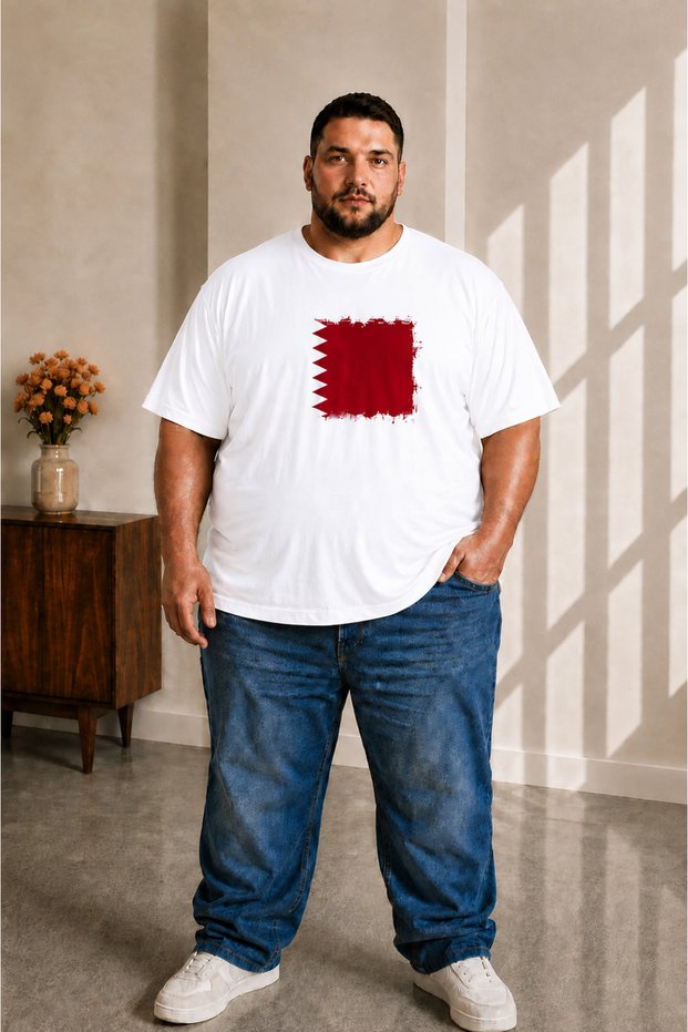 Men's Large Size Short Sleeve Bahrain Flag Printed T-Shirt 3XL 4XL 5XL 6XL 7XL 8XL 9XL