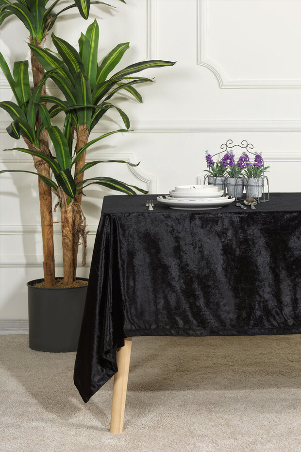 Velvet Tablecloth Rectangular (150X220 cm) Black