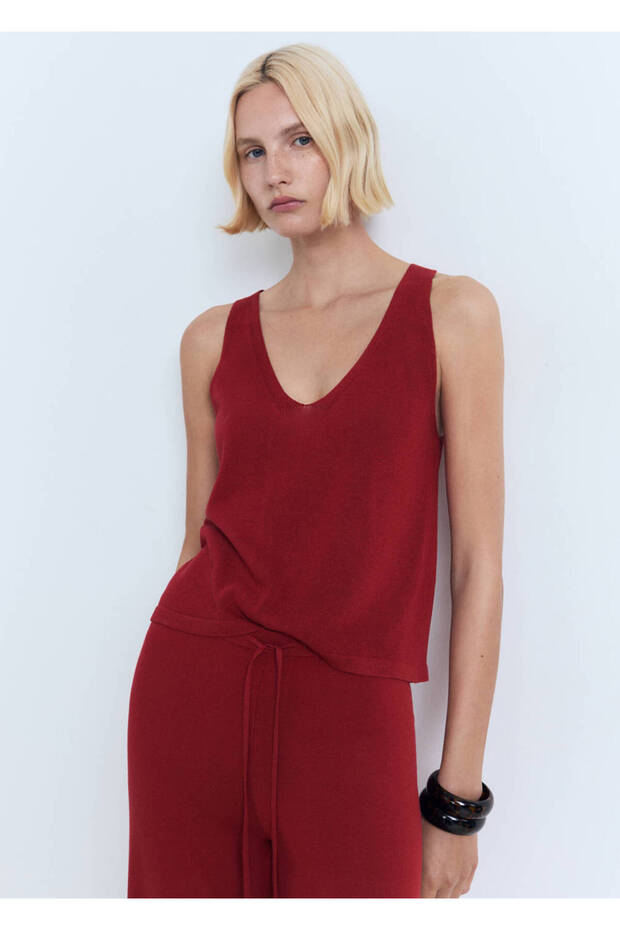Knitwear Blouse with V-Neck