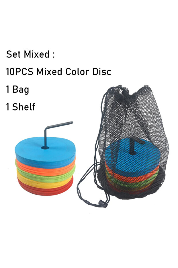 Set Mixed 10pcs Soccer Flat Cones Marker Disc Basketball Sports Speed Agility Training Markers Indef
