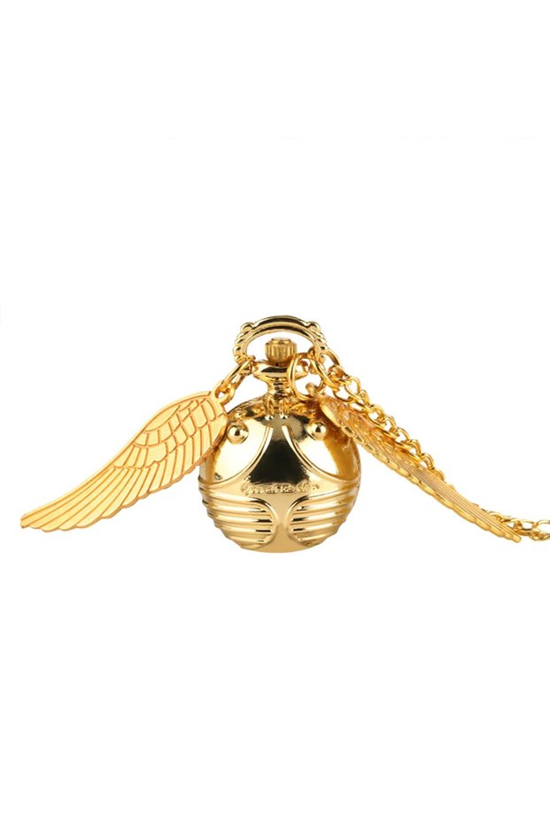 QiuMian Hot Movie Potters Golden Snitch Necklace Delicate Quartz Pocket Watch Pendant Christmas Birt