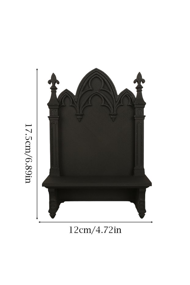black Cross-Border Gothic Style Church Stained Glass Window Wall Shelf For Dark Style Home Wall Stor