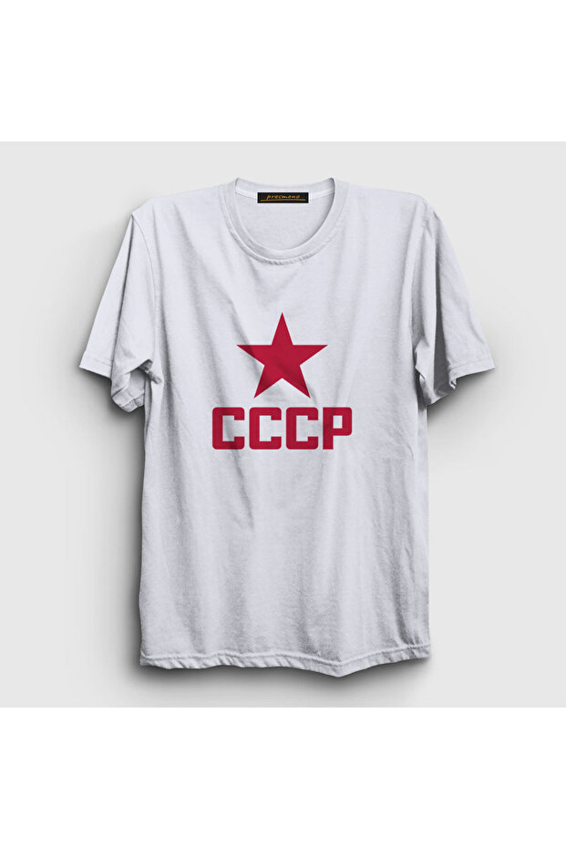 تي شيرت للجنسين باللون الأبيض والأحمر Cccp الاتحاد السوفيتي267321تي تي