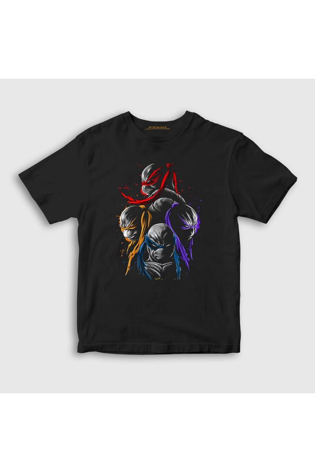 Unisex Kids Black Poster V2 Teenage Mutant Ninja Turtles T-shirt326229tt