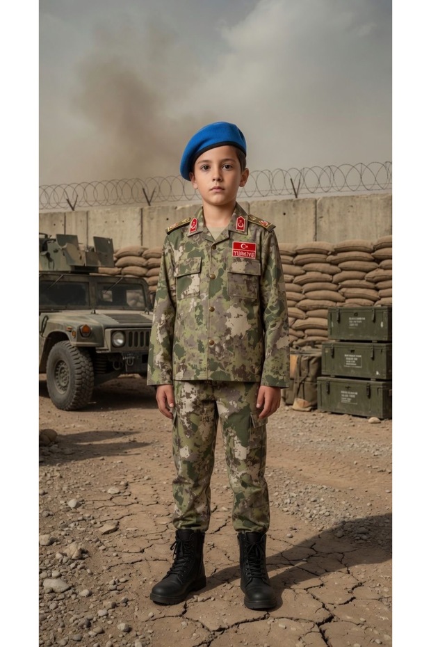 Children's Commando Camouflage Blue Beret Soldier Costume - Kids Soldier Costume