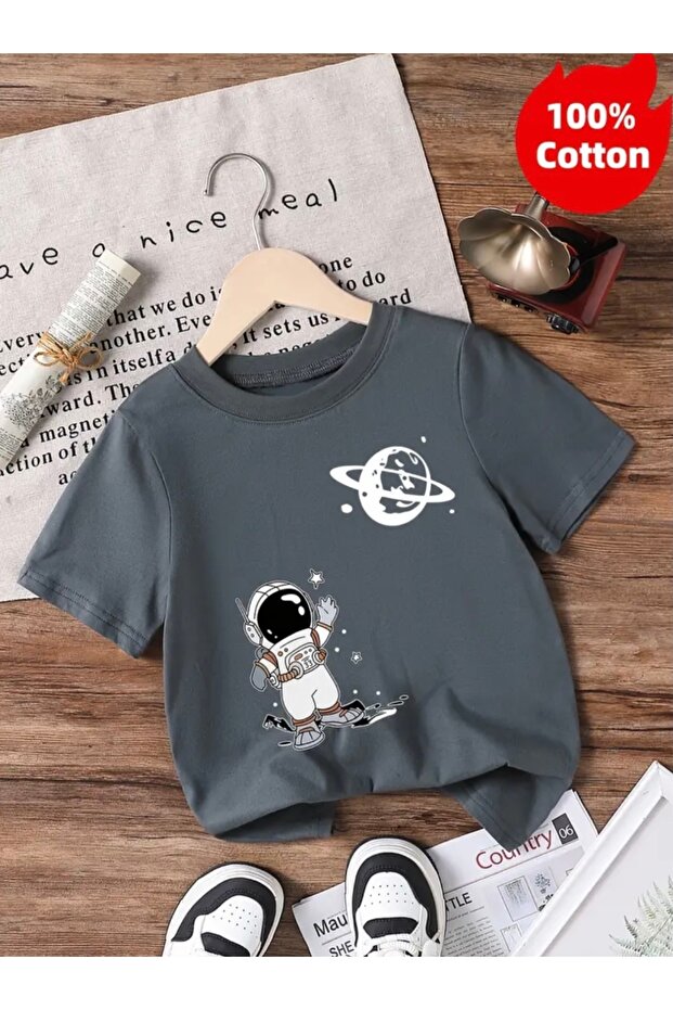 New Season Nasa Astronaut Printed Cotton Boy's T-Shirt