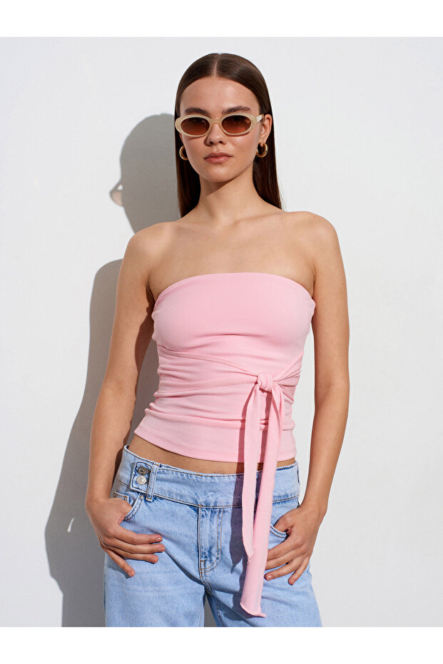 32841 Tie-Up Bandeau Top-Powder Pink