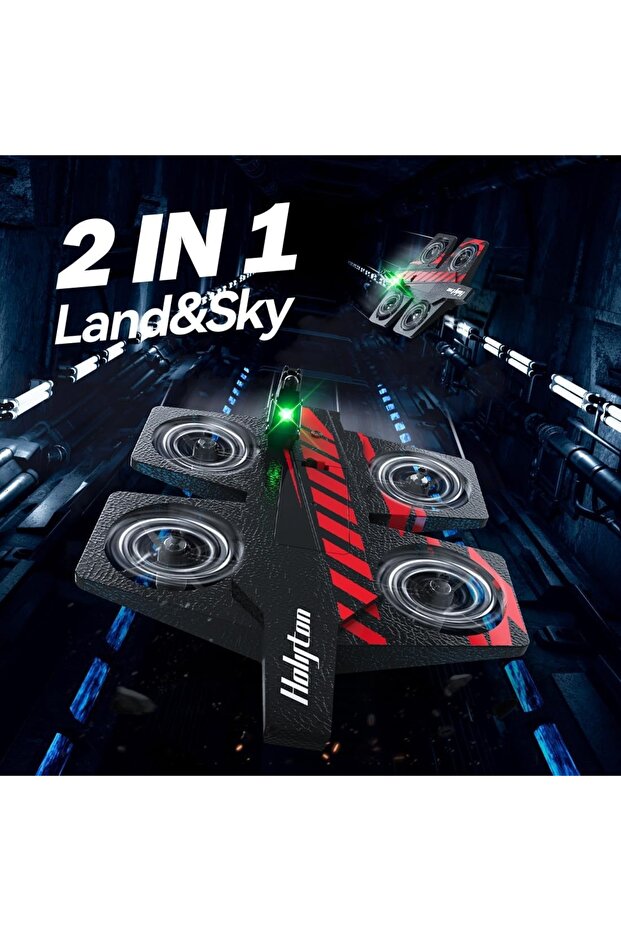 Holyton HT40 RC Drone for Kids & Beginners, 2-in-1 Land & Sky RC JET Toy with Altitude Hold, Headless Mode, One-Key Takeoff