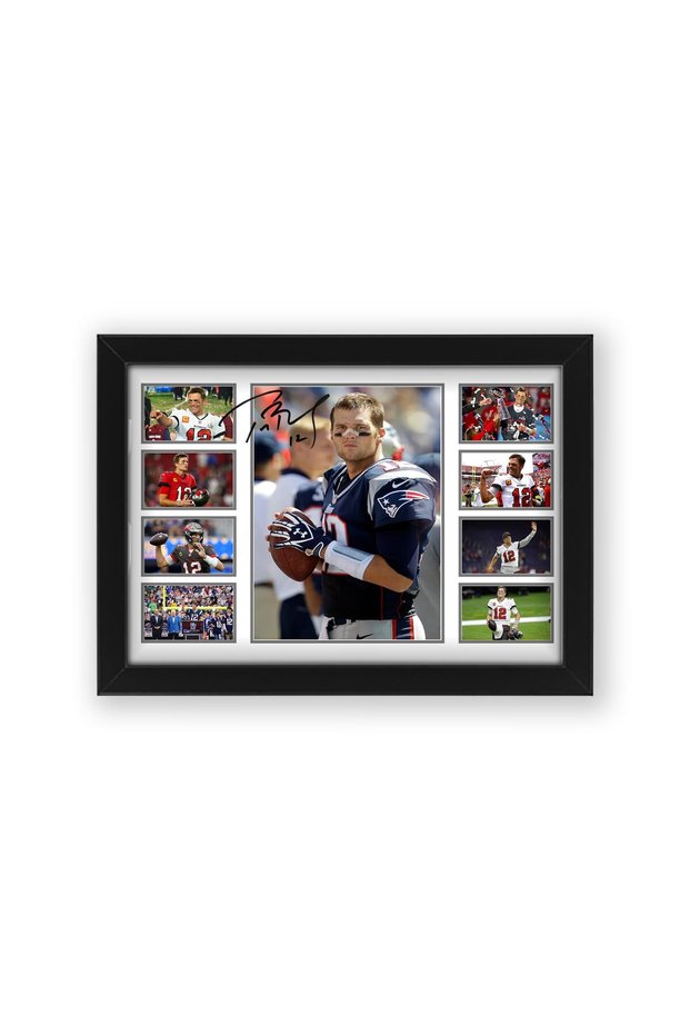 Alayra FramedTom Brady Signed Poster Print - Limited Edition Autograph | American Football Memorabilia Fan Gift (Framed A4 (30x21cm))
