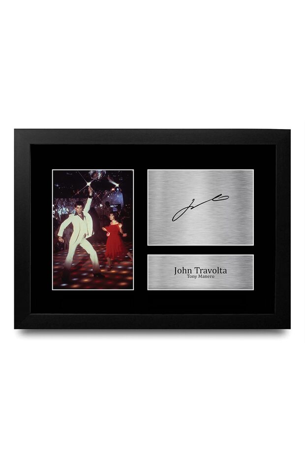Alayra Framed FR A4 John Travolta Saturday Night Fever Gifts Printed Signed Autograph Picture for Movie Memorabilia Fans - A4 Framed